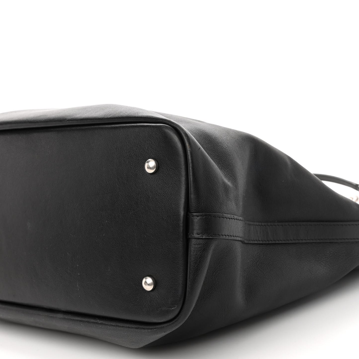 Grained Calfskin Large Coco Eyelets Shopping Tote Black
