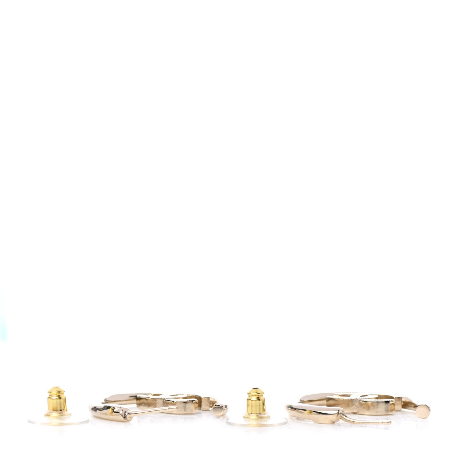 Metal Textured CC Hoop Earrings Gold