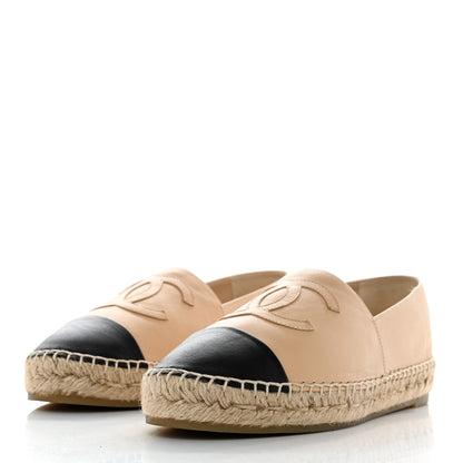 Chanel Lambskin CC Espadrilles 39 Beige Black 3 of 9