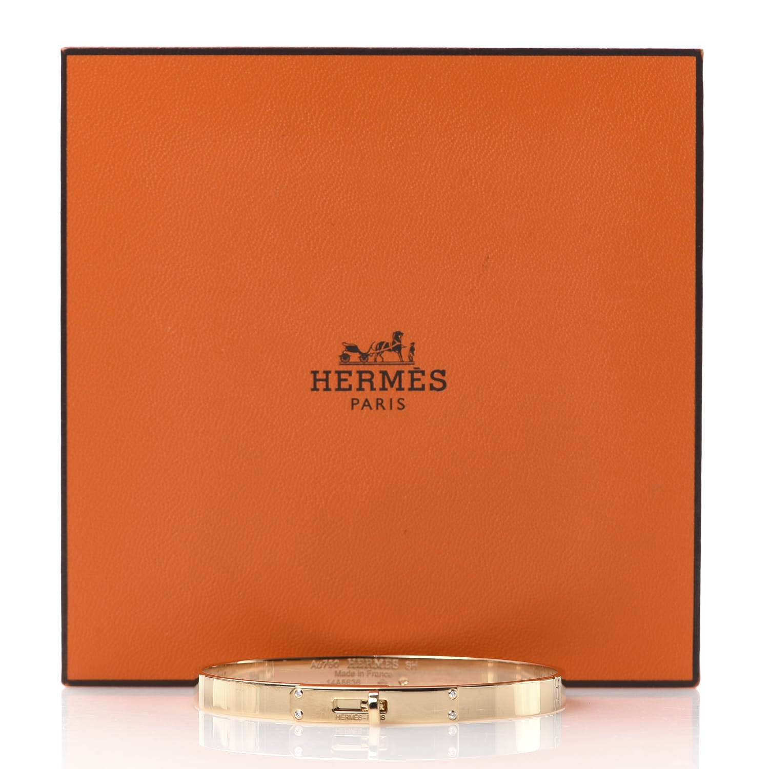 Hermes 18K Yellow Gold Diamond PM Kelly Bracelet SH 6 of 6