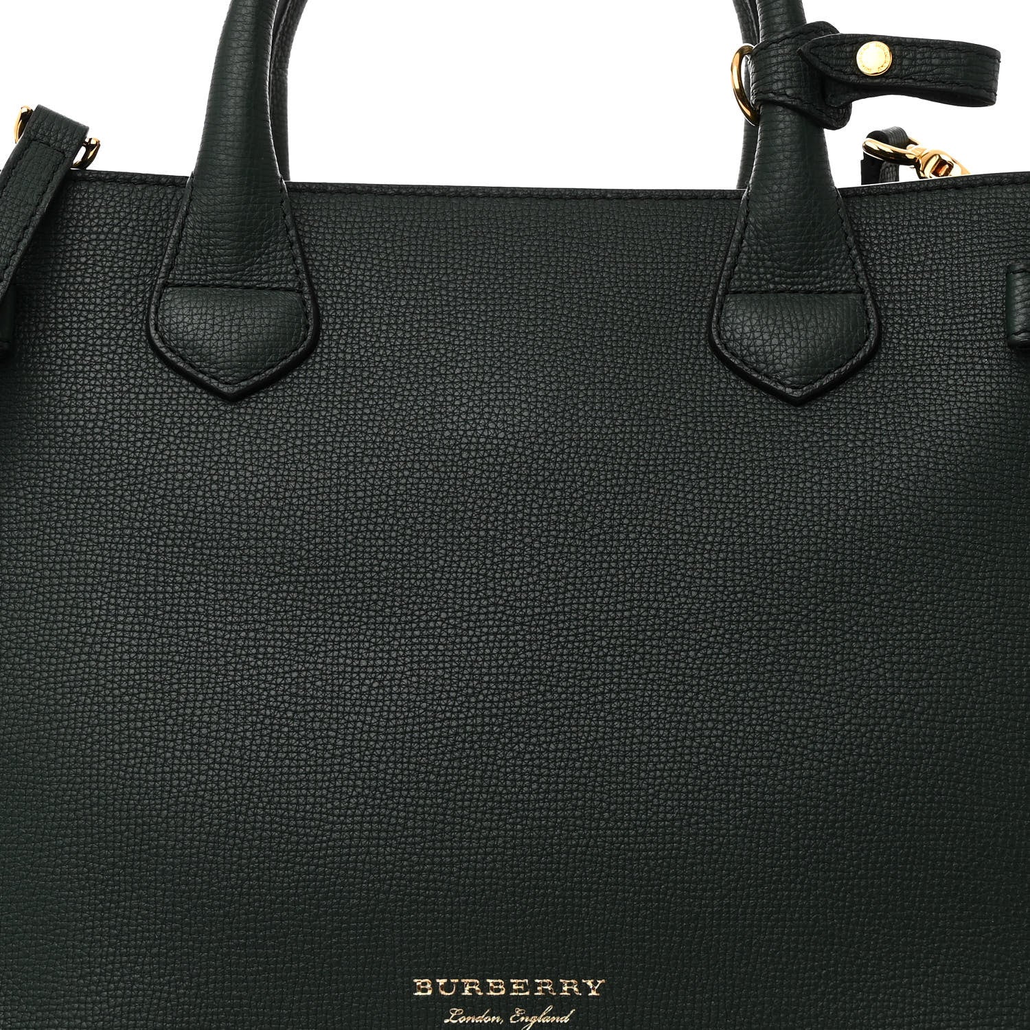 Burberry Derby Calfskin House Check Medium Banner Tote Dark Bottle Green 9 of 13