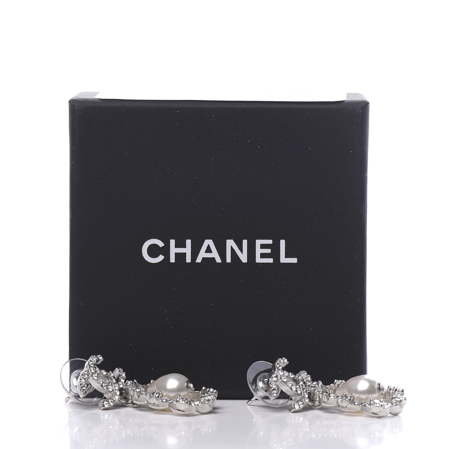 Crystal Pearl Imperial Bow Earrings Silver