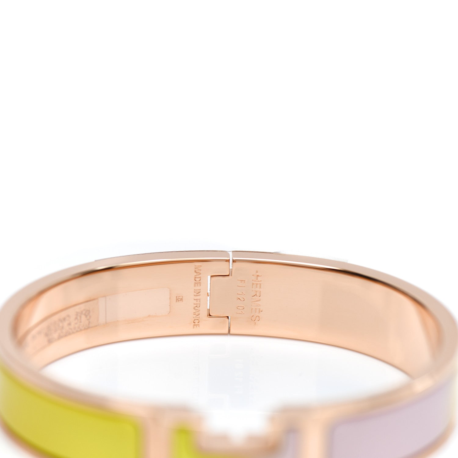 Hermes Enamel Narrow Clic Clac H Fusion Bracelet PM Rose Candeur Jaune Tennis 3 of 4