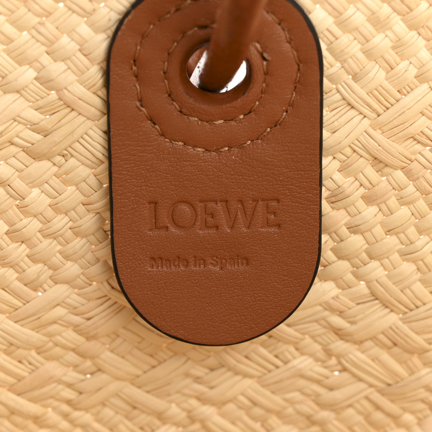 Loewe Calfskin Raffia Small Anagram Basket Tote Bag Natural Tan 6 of 12