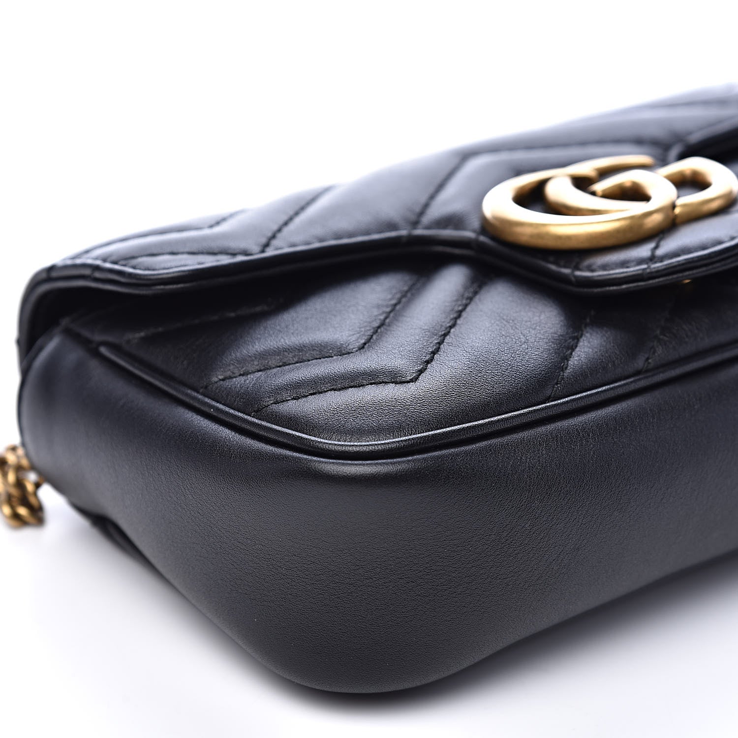 Gucci Calfskin Matelasse Super Mini GG Marmont Shoulder Bag Black 8 of 13