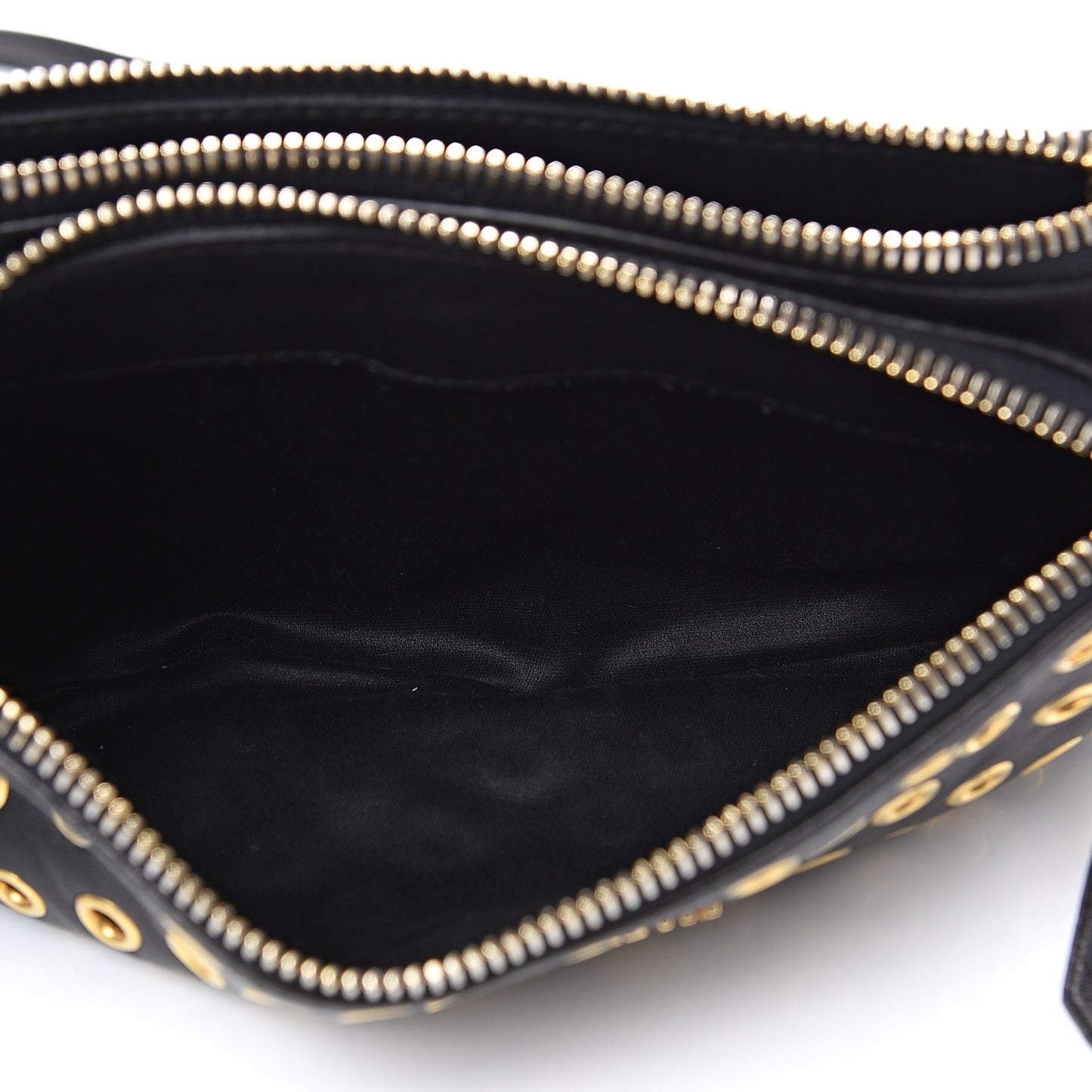 Nappa Grommet Double Zip Crossbody Bag Black