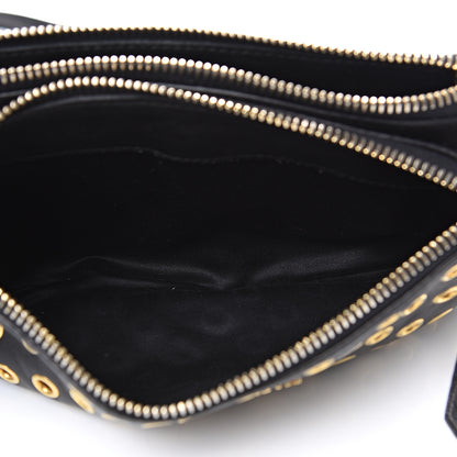 Miu Miu Nappa Grommet Double Zip Crossbody Bag Black 4 of 11
