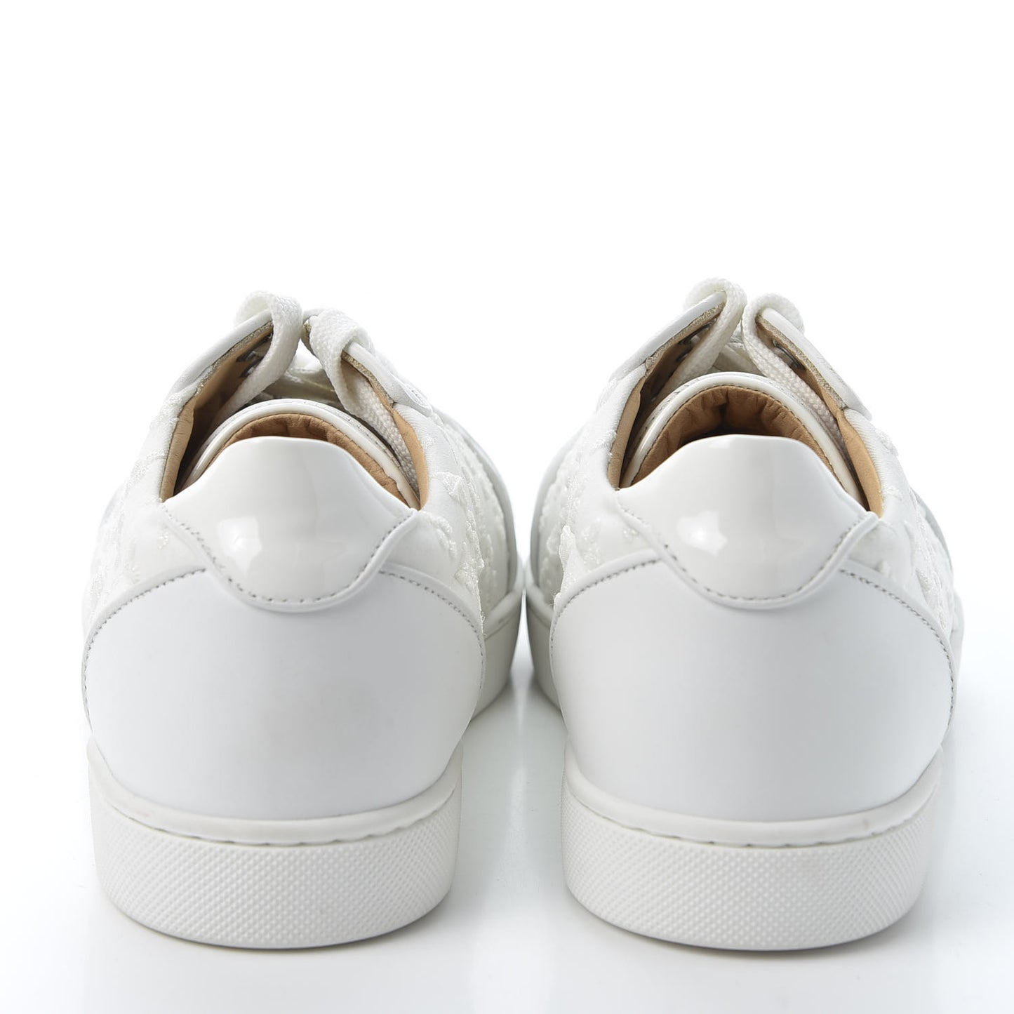 Patent Calfskin Embroidered Womens Vieira Flat Sneakers 38.5 White