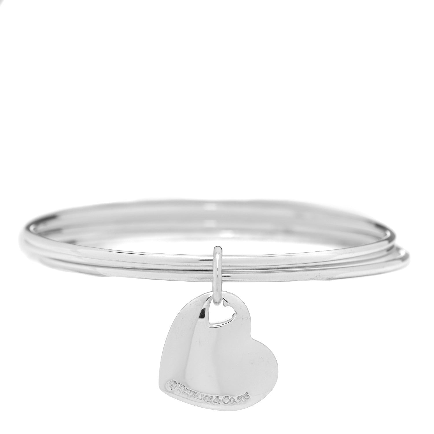 Tiffany Sterling Silver Heart Triple Bangle Bracelet 3 of 4
