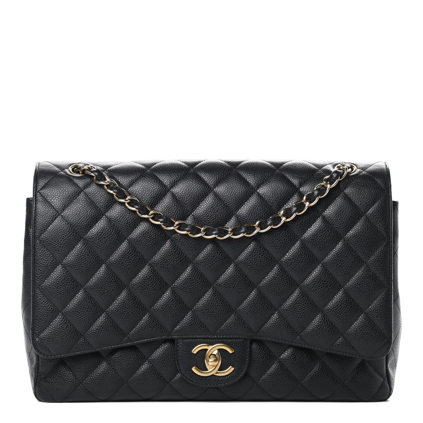 Caviar Quilted Maxi Double Flap Black