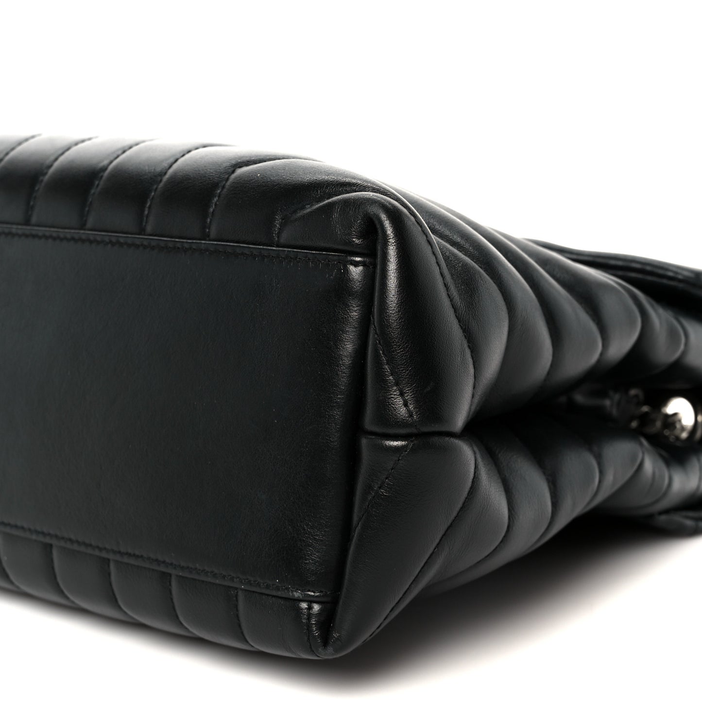 Calfskin Y Quilted Monogram Medium Loulou Chain Satchel Black