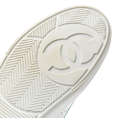 Chanel Calfskin Womens Logo Sneakers 40 White Blue 14 of 20