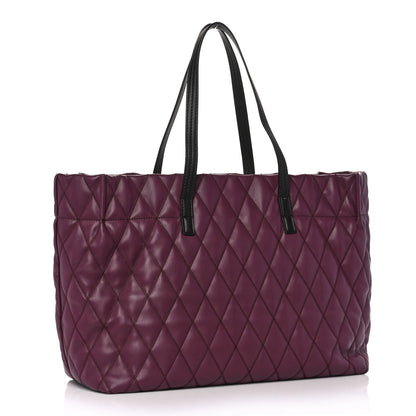 Givenchy Rubber Effect Canvas Quilted Duo Shopper Tote Aubergine 3 of 13
