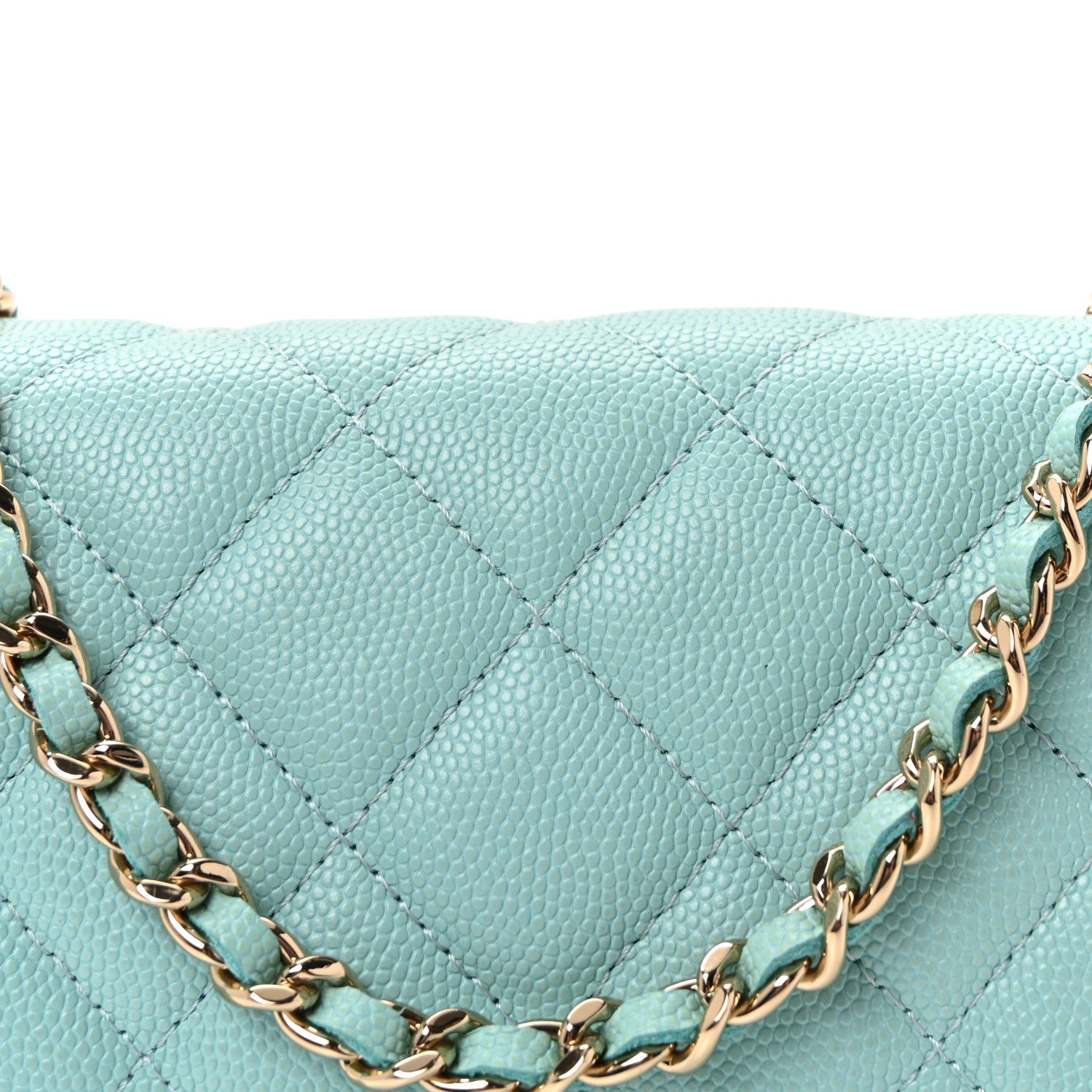 Chanel Caviar Quilted Wallet on Chain WOC Light Blue 9 of 11