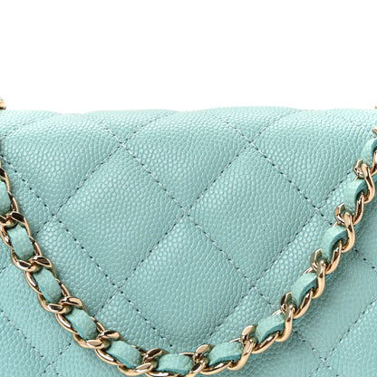 Chanel Caviar Quilted Wallet on Chain WOC Light Blue 9 of 11