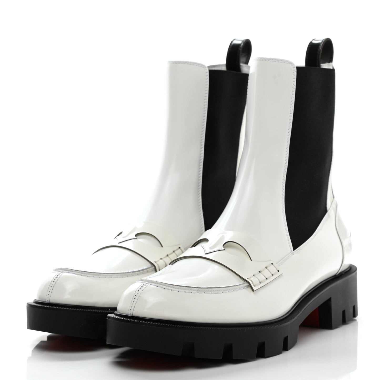 Patent Montezu Lug Chelsea Boots 40 White