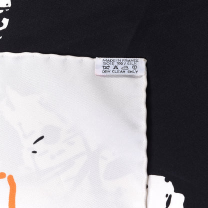 Hermes Silk Cheval Surprise Scarf 90 White Black 4 of 4