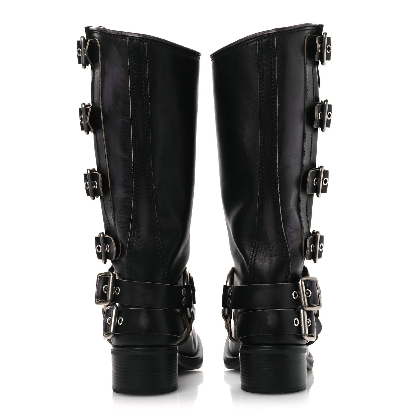 Calfskin Harness Boots 40 Black