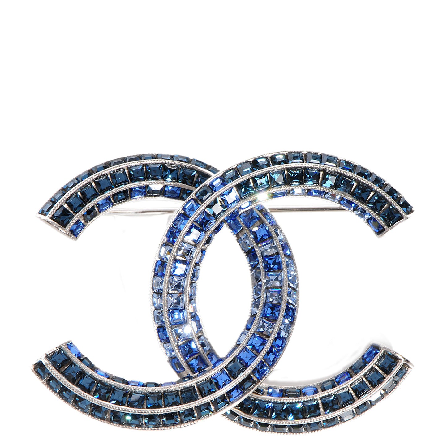 Crystal Baguette CC Brooch Blue