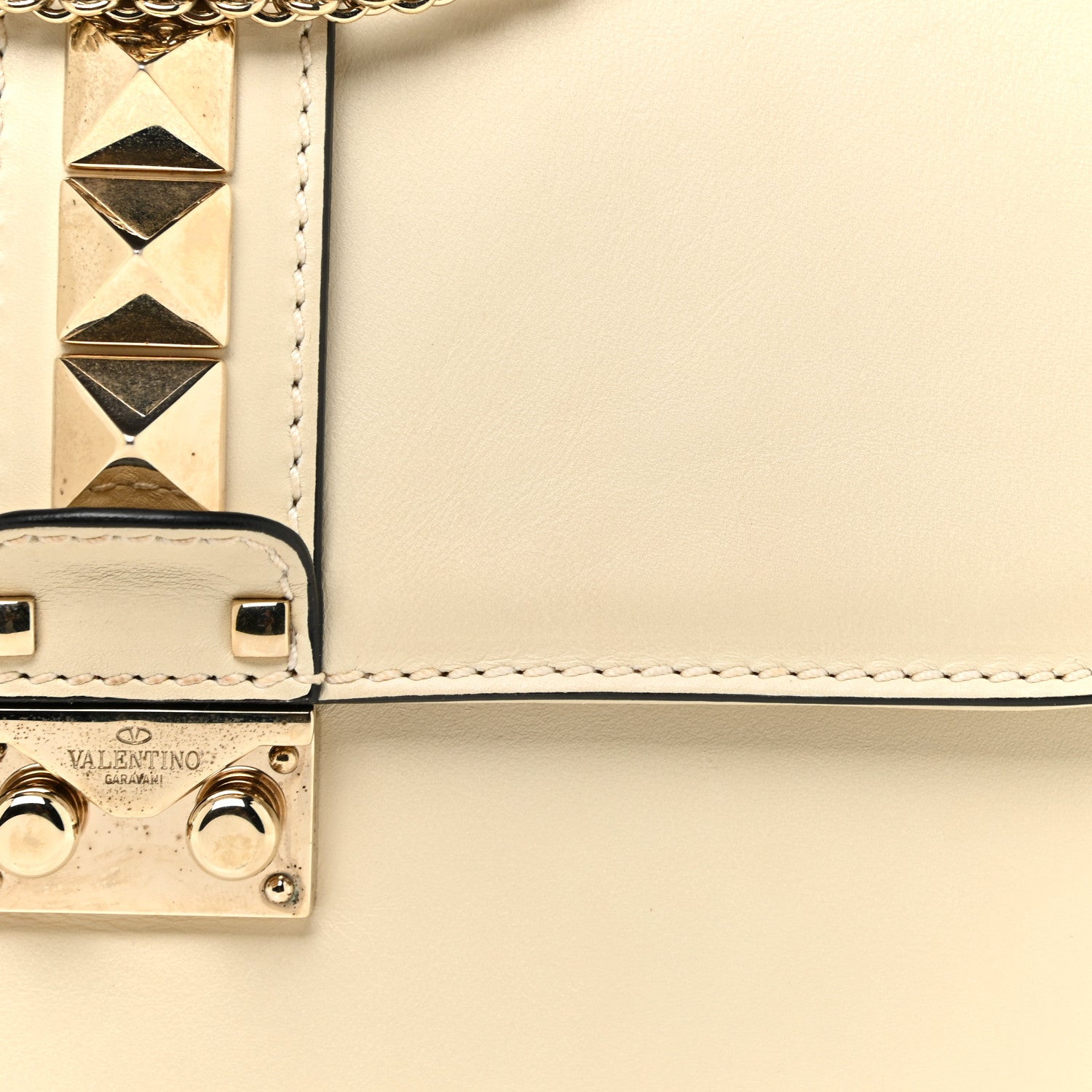 Valentino Garavani Vitello Medium Glam Lock Rockstud Flap Light Ivory 6 of 20