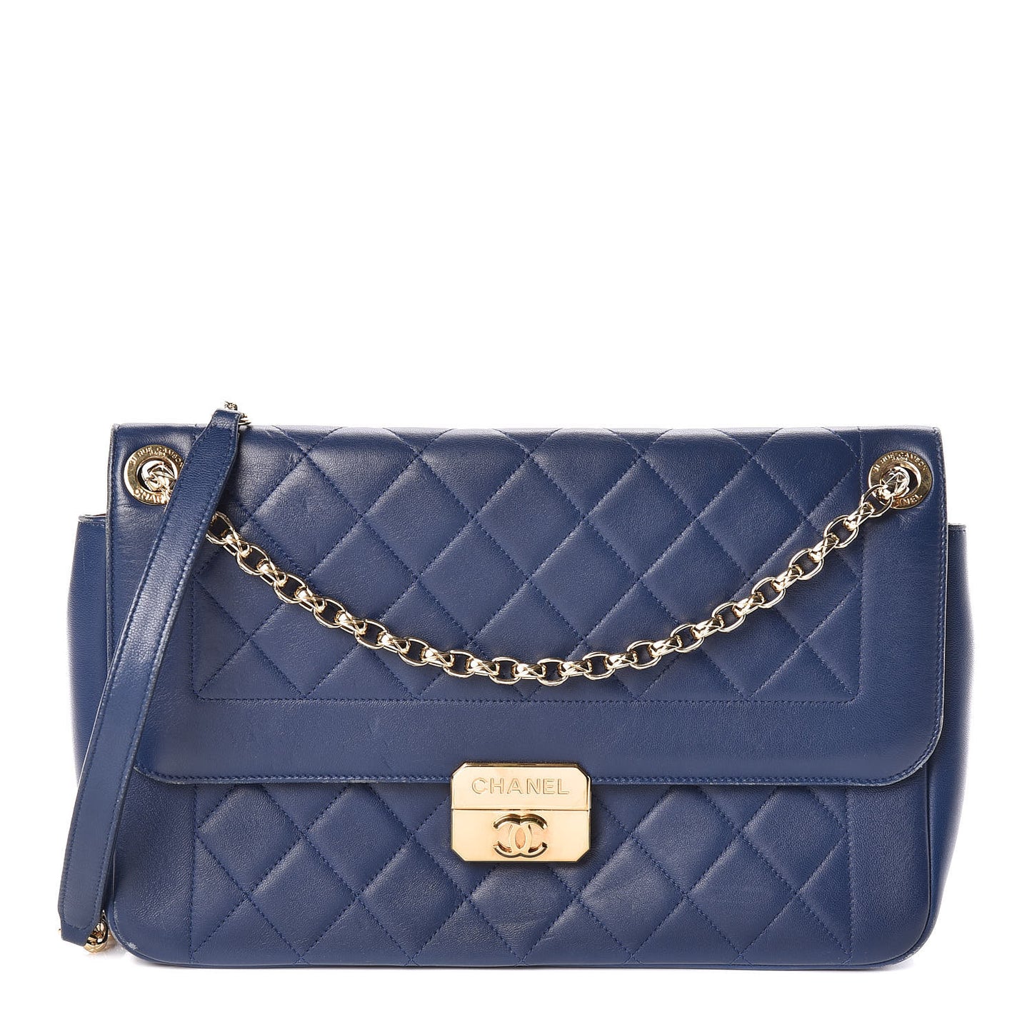 Lambskin Quilted Large Chic With Me Flap Navy