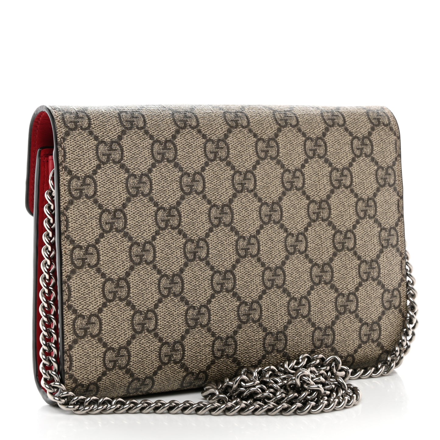 GG Supreme Monogram Mini Dionysus Chain Wallet Beige Vulcanic Red