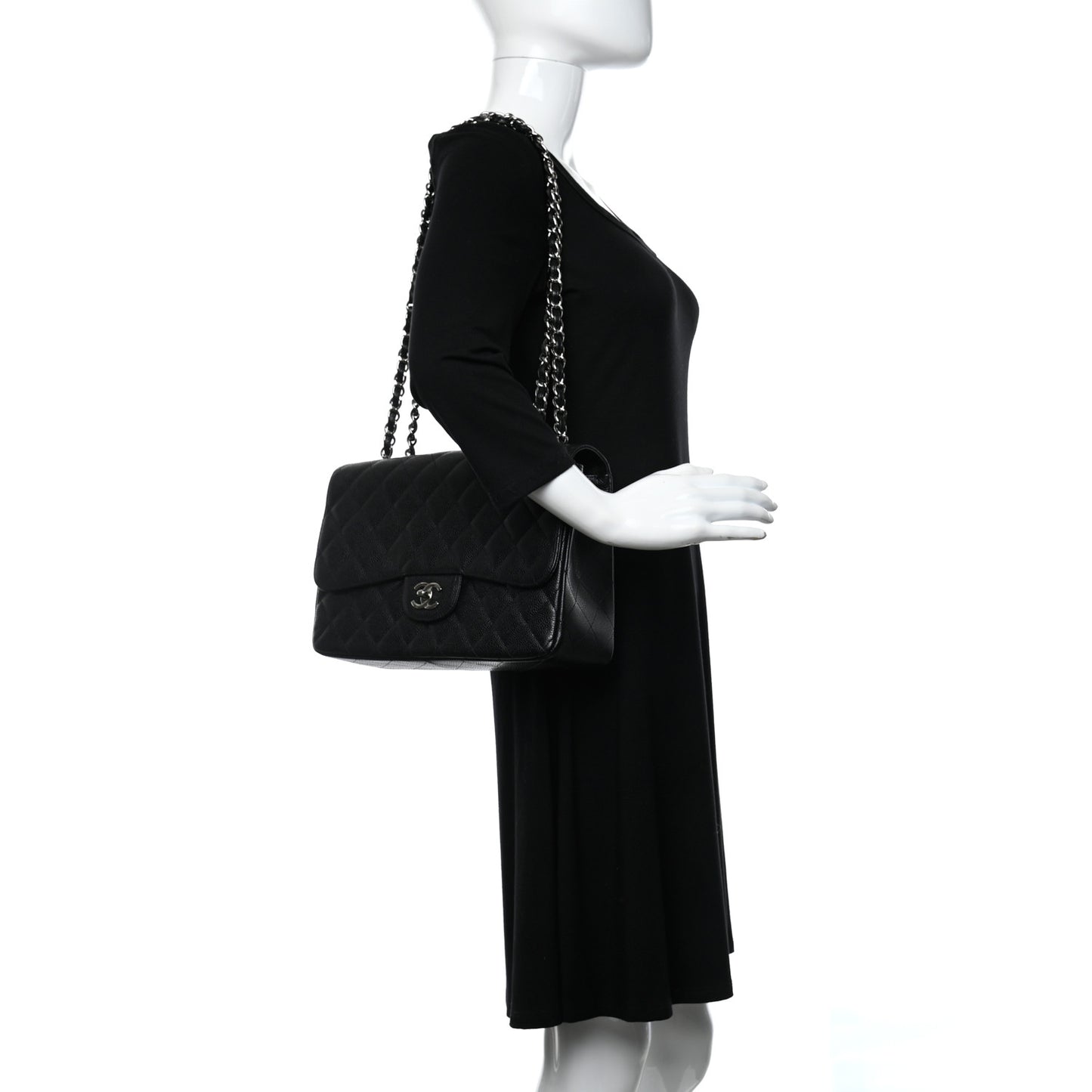 Caviar Quilted Jumbo Flap Black