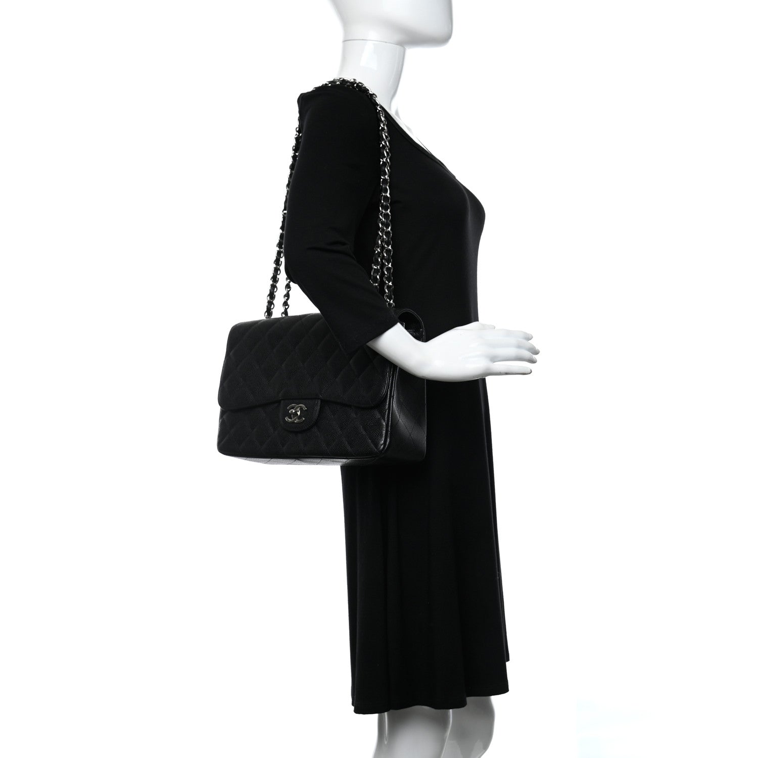 Chanel Caviar Quilted Jumbo Flap Black 2 of 9