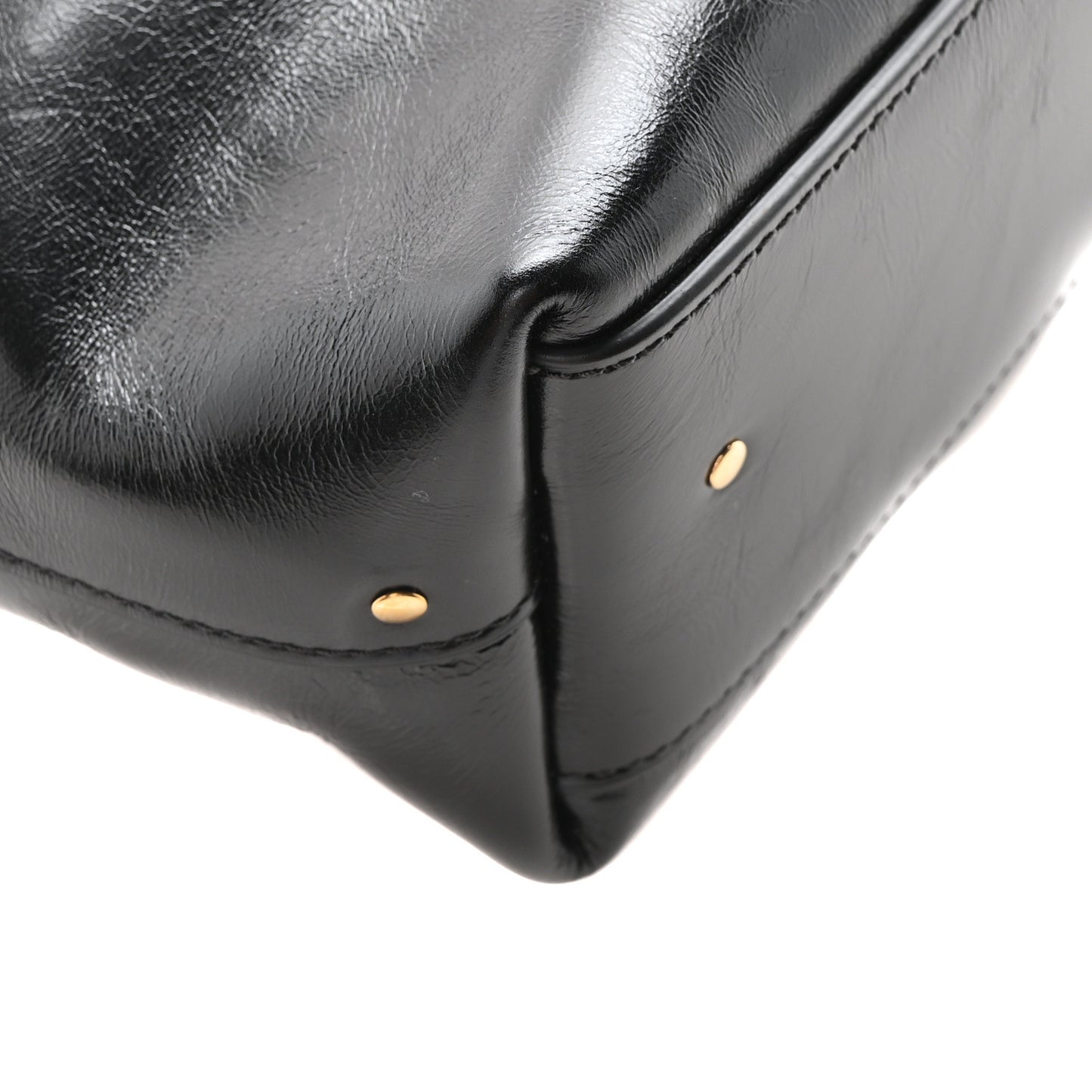 Shiny Calfskin Marcie Hobo Bag Black