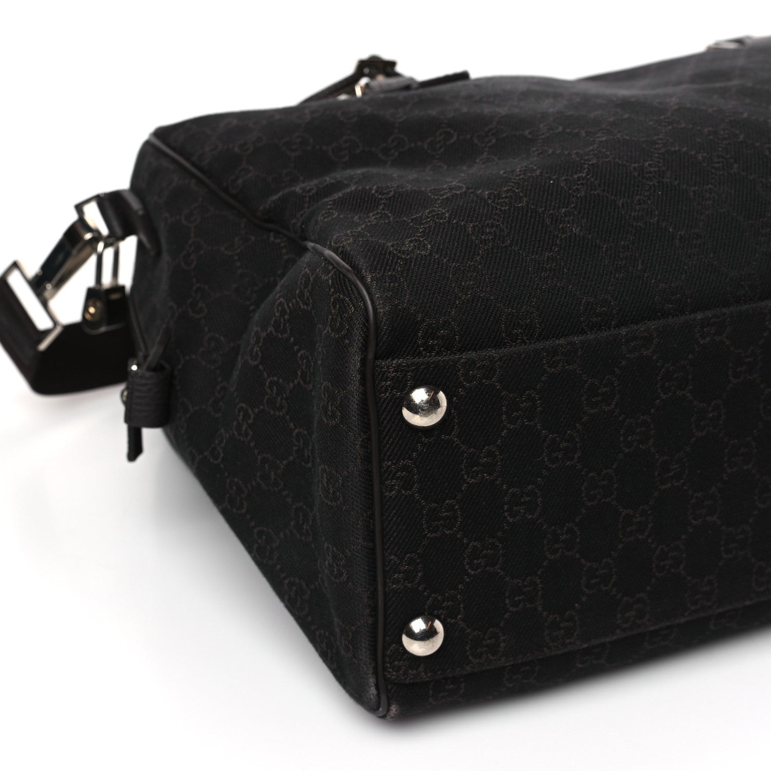 Gucci Denim Monogram Large Carry On Duffle Dark Brown 8 of 9