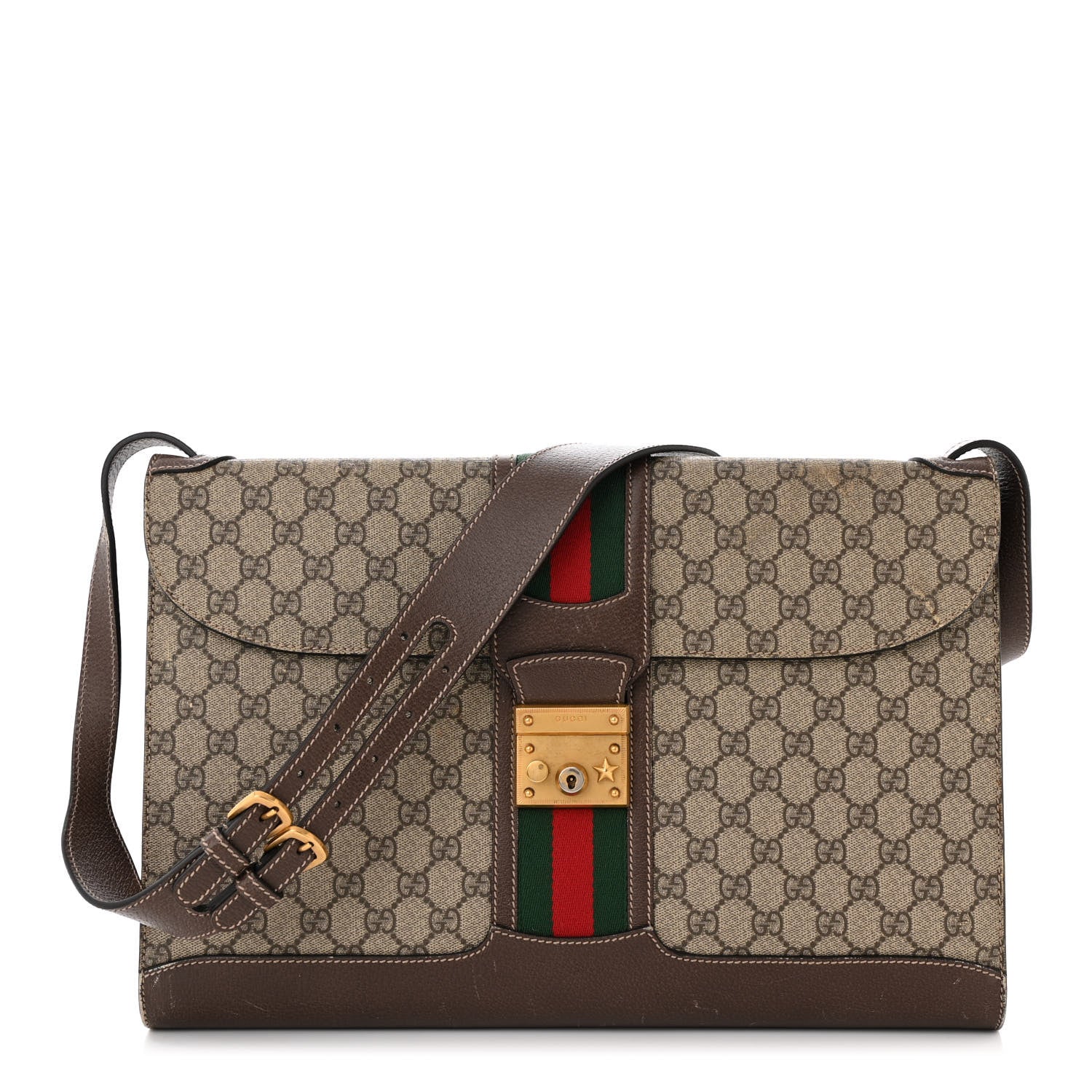 Gucci GG Supreme Monogram Web Messenger Bag Brown 1 of 18