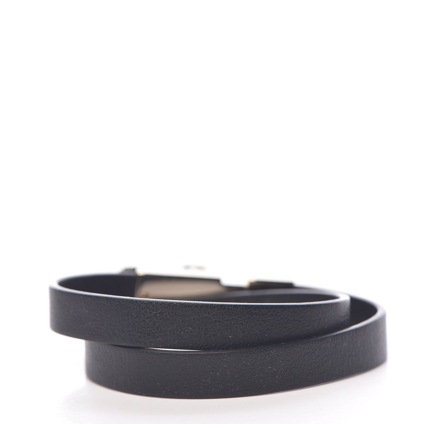 Calfskin Pearl Double Bracelet M Black