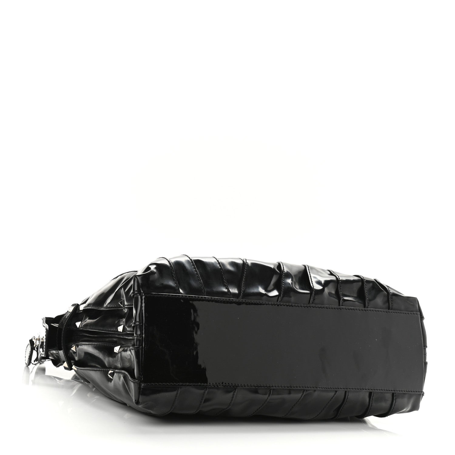 Valentino Garavani VALENTINO Patent Maizeon Studded Tote Black 3 of 8