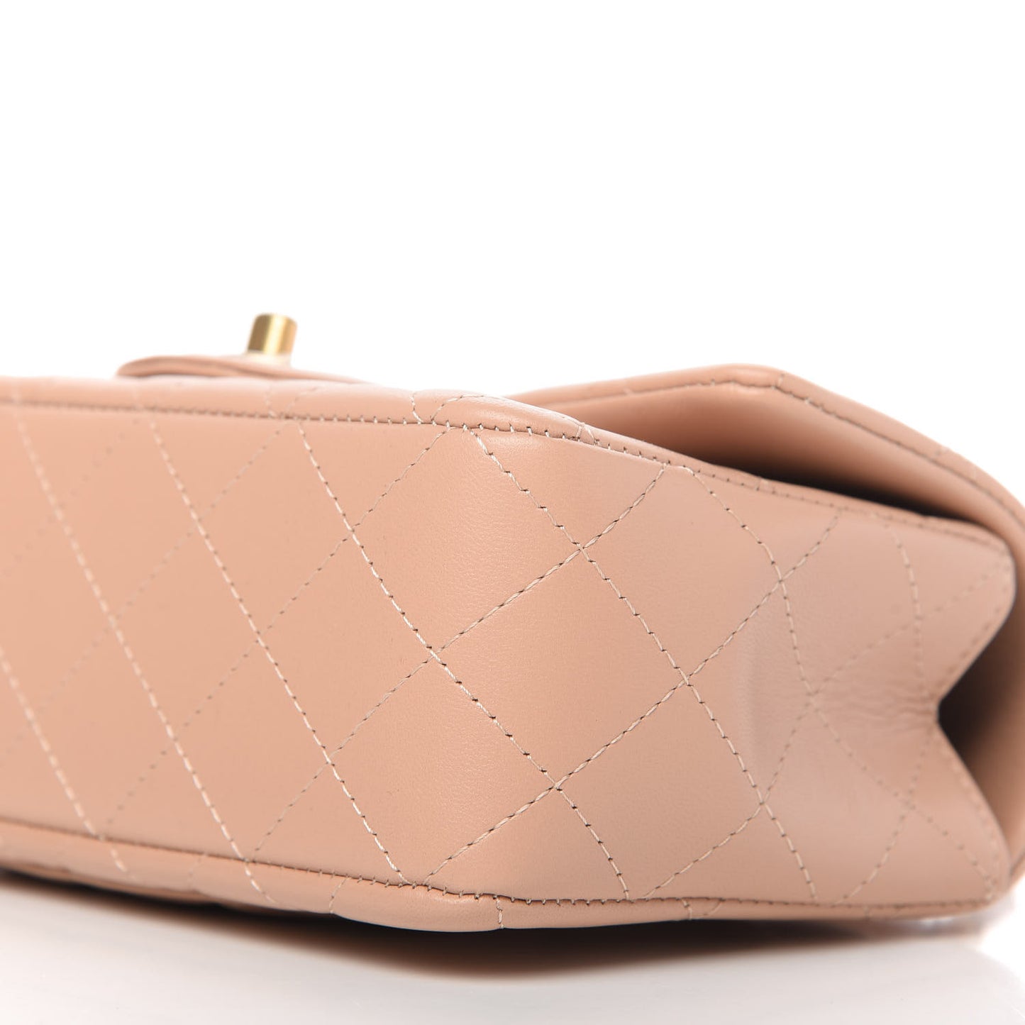 Lambskin Quilted Mini Top Handle Rectangular Flap Beige