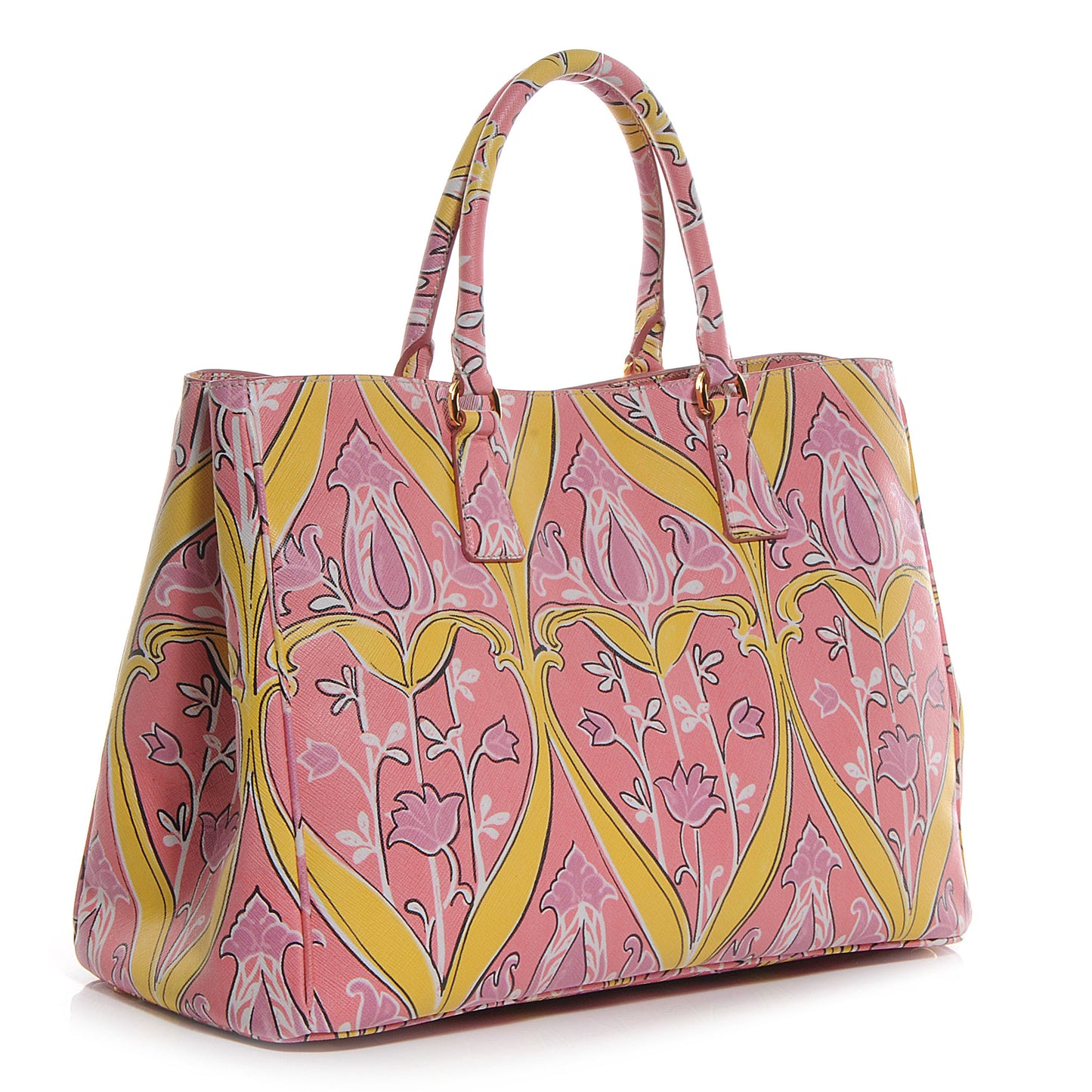 Saffiano Floral Print Large Tote Begonia