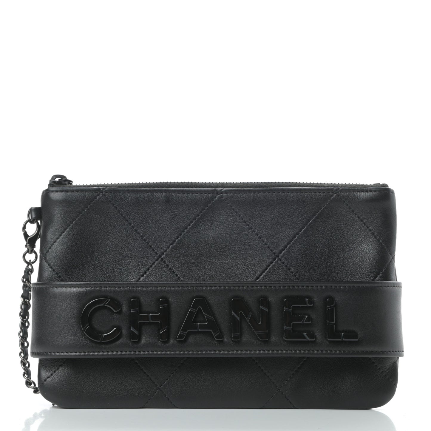 Lambskin Quilted Cosmetic Case With Strap So Black