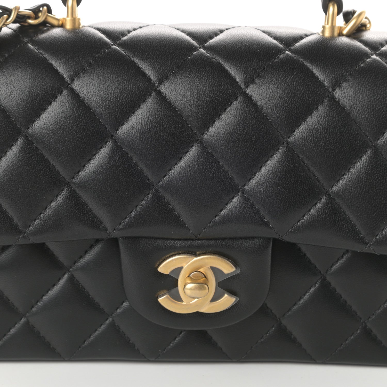 Chanel Lambskin Quilted Mini Top Handle Rectangular Flap Black 7 of 9