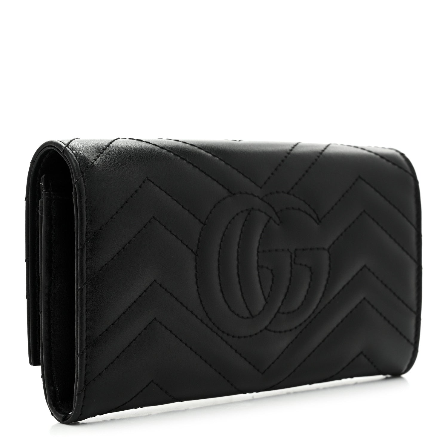 Gucci Calfskin Matelasse GG Marmont Continental Wallet Black 3 of 9