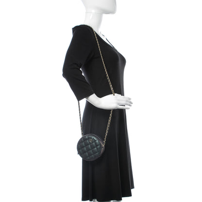 Chanel Iridescent Caviar Quilted Round Clutch With Chain Black 2 of 10