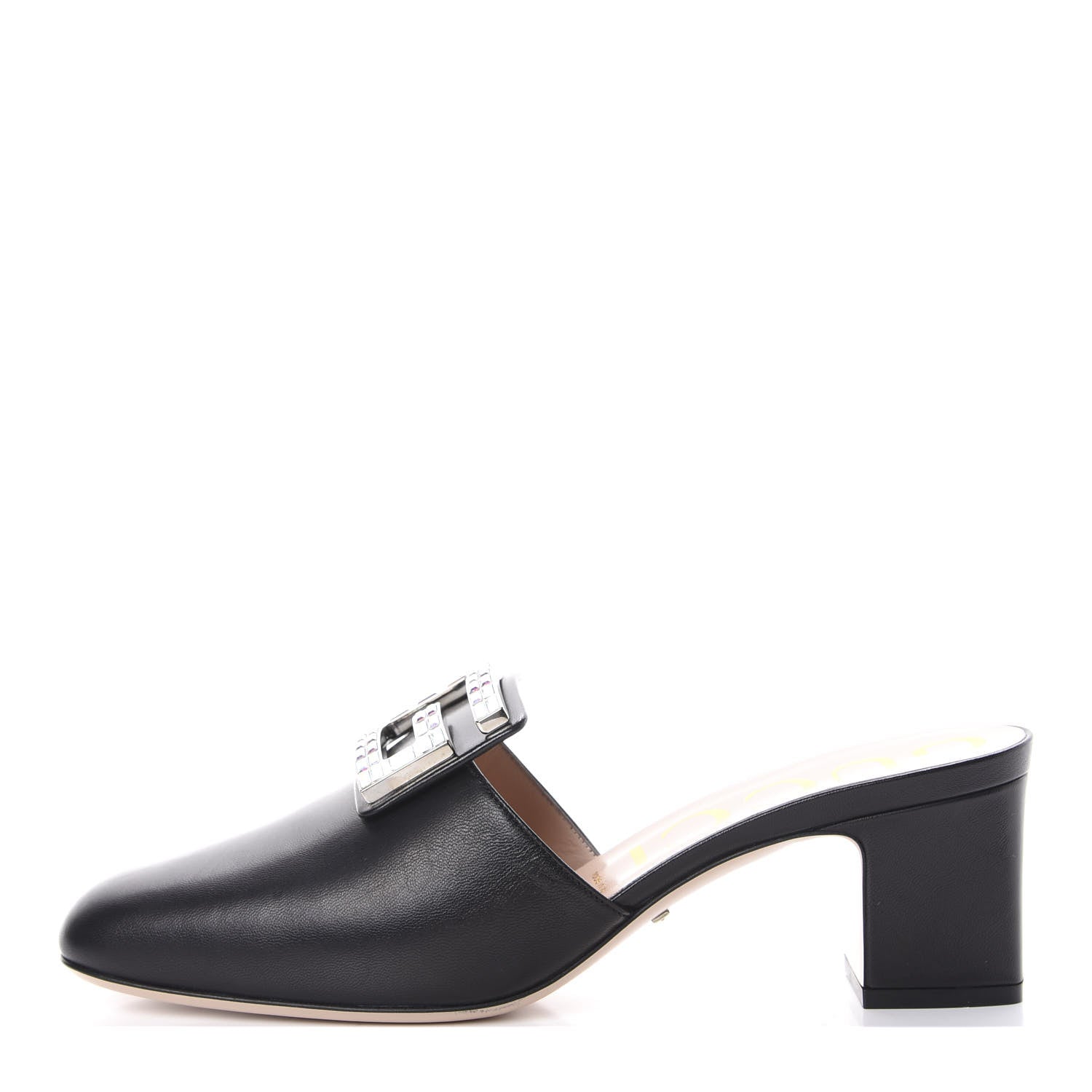 Gucci Malaga Kid Crystal Square G Madelyn Mules 40 Black 1 of 7