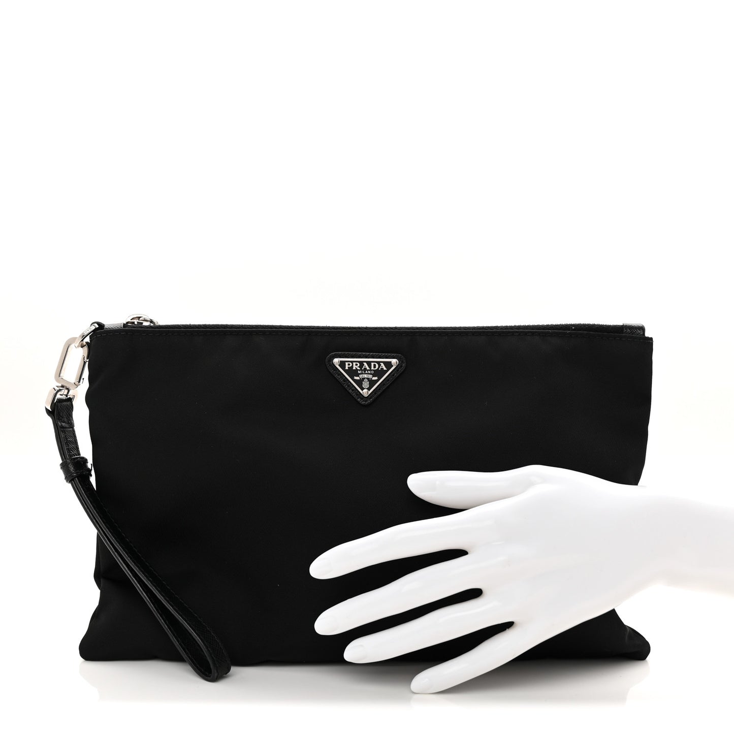 Tessuto Nylon Saffiano Wristlet Black