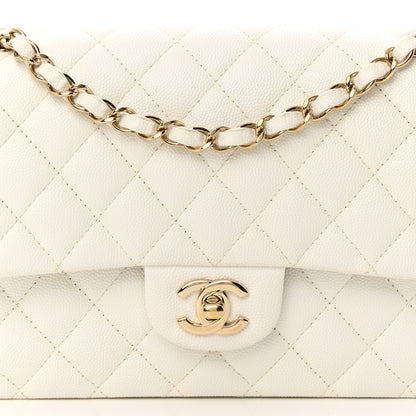 Chanel Caviar Quilted Medium Double Flap White 8 of 15
