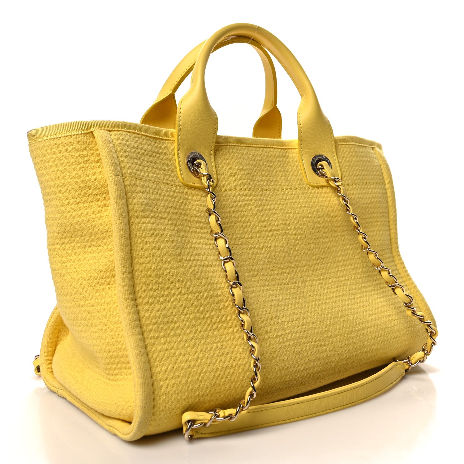 Chanel Mixed Fibers Small Deauville Tote Yellow 4 of 16
