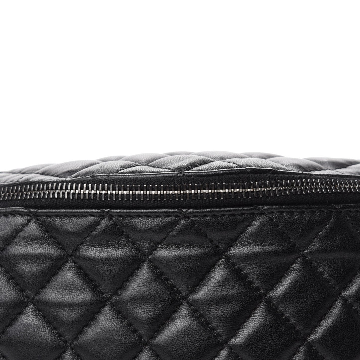 Lambskin Quilted Banane Waist Bag Fanny Pack Black