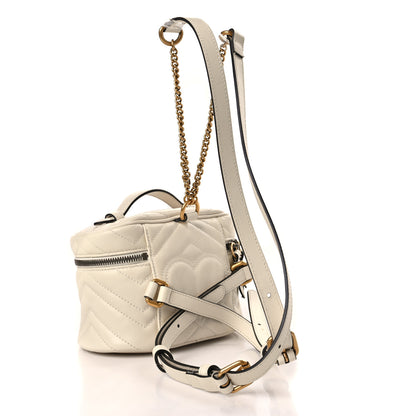 Gucci Calfskin Matelasse Mini GG Marmont Round Backpack White 3 of 11