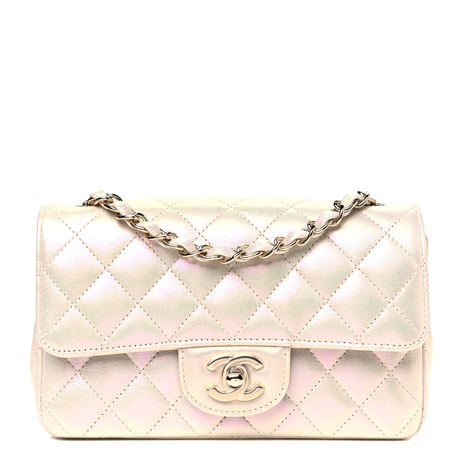 Chanel Iridescent Lambskin Quilted Mini Rectangular Flap Ivory 1 of 4