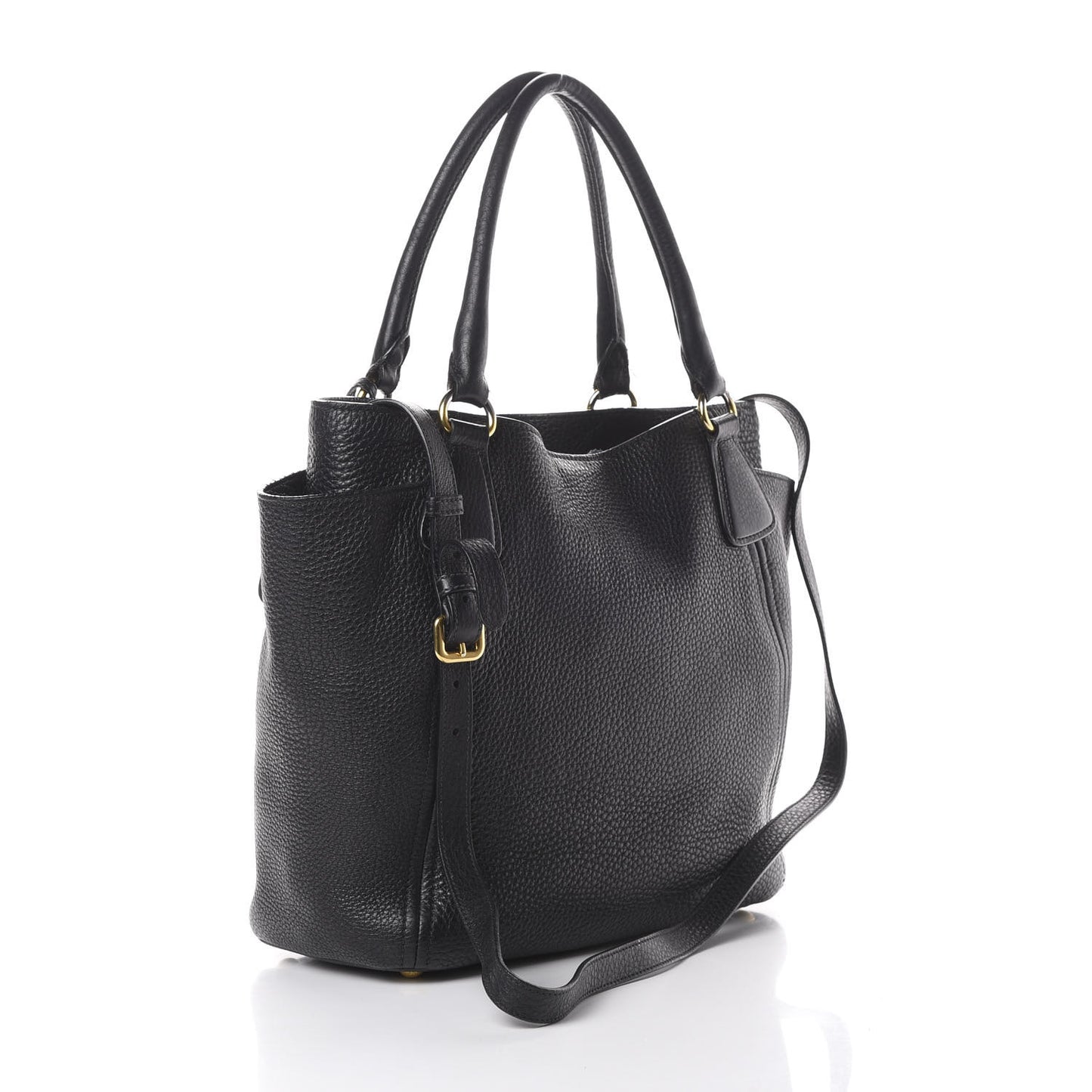 Vitello Daino Side Pocket Tote Black