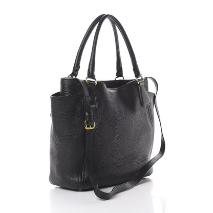 Prada Vitello Daino Side Pocket Tote Black 2 of 13