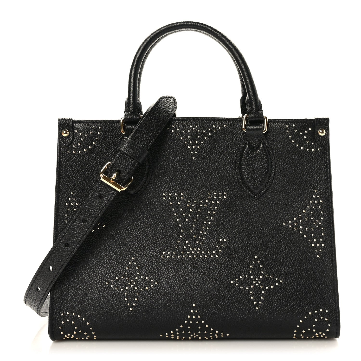 Louis Vuitton Grained Calfskin Studded Monogram Giant Onthego PM Black 1 of 9