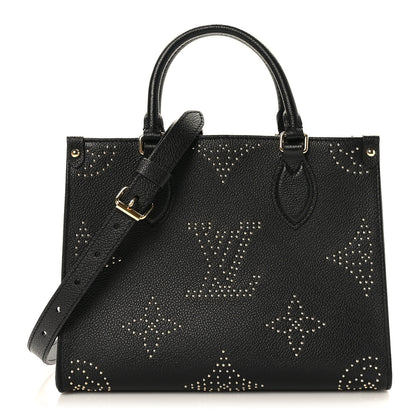 Louis Vuitton Grained Calfskin Studded Monogram Giant Onthego PM Black 1 of 9